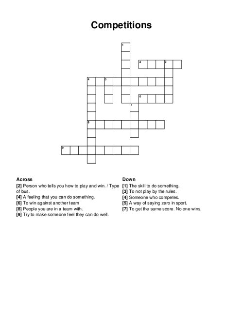 Competitions Crossword Puzzle