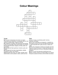 Colour Meanings crossword puzzle