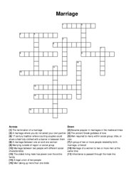 Marriage crossword puzzle