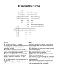 Broadcasting Terms crossword puzzle