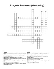 Exogenic Processes (Weathering) crossword puzzle