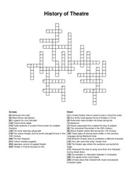 History of Theatre crossword puzzle