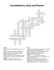 Constellations, Stars and Planets crossword puzzle