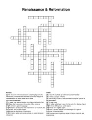 Renaissance & Reformation crossword puzzle