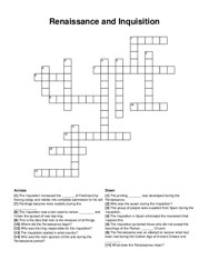 Renaissance and Inquisition crossword puzzle