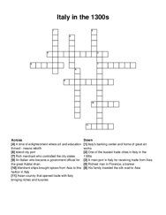Italy in the 1300s crossword puzzle
