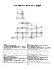 The Renaissance in Europe crossword puzzle