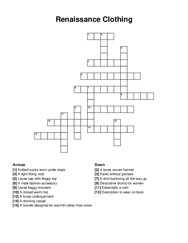 Renaissance Clothing crossword puzzle