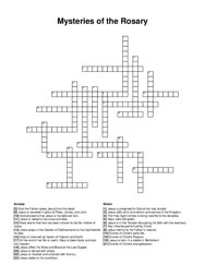 Mysteries of the Rosary crossword puzzle