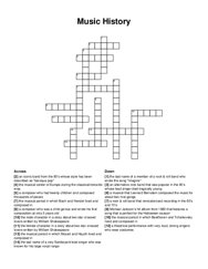 Music History crossword puzzle