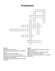 Professions crossword puzzle