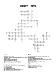 Biology - Plants crossword puzzle