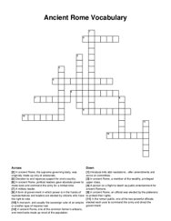 Ancient Rome Vocabulary crossword puzzle