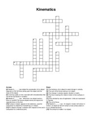 Kinematics crossword puzzle