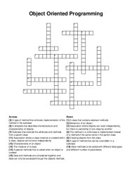 Object Oriented Programming crossword puzzle
