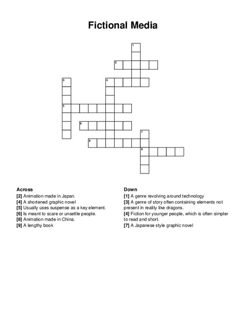 Fictional Media Crossword Puzzle