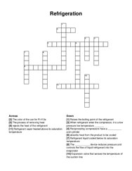 Refrigeration crossword puzzle