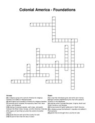 Colonial America - Foundations crossword puzzle