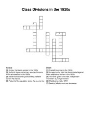 Class Divisions in the 1920s crossword puzzle