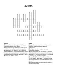 ZUMBA crossword puzzle