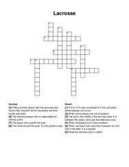 Lacrosse crossword puzzle