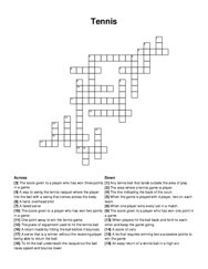 Tennis crossword puzzle