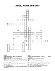 Acids, Alkalis and Salts crossword puzzle
