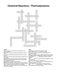 Chemical Reactions - Thermodynamics crossword puzzle