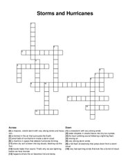 Storms and Hurricanes crossword puzzle