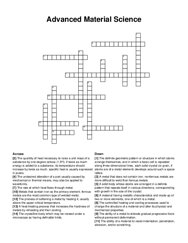 Advanced Material Science crossword puzzle