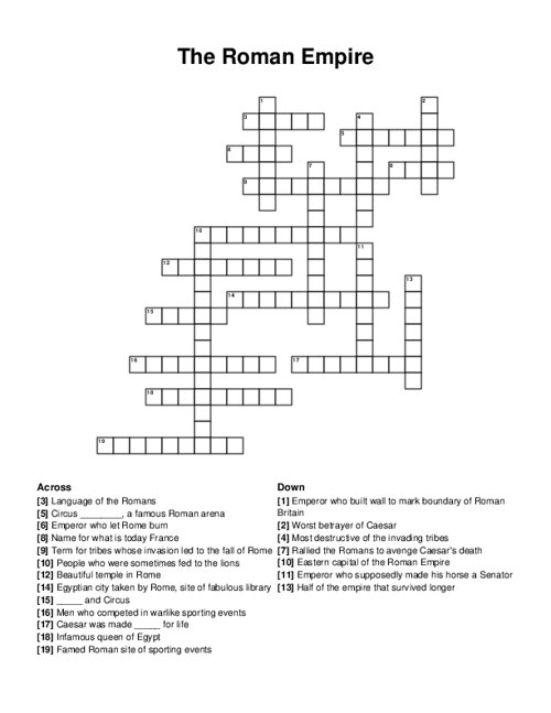 The Roman Empire Crossword Puzzle
