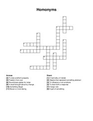 Homonyms crossword puzzle