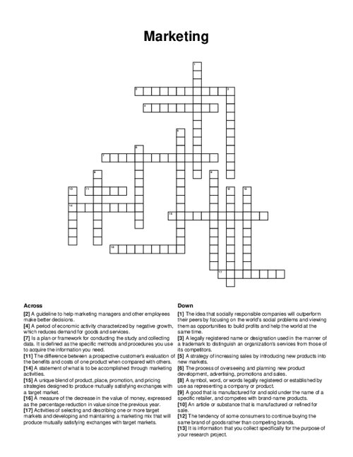 Marketing Crossword Puzzle