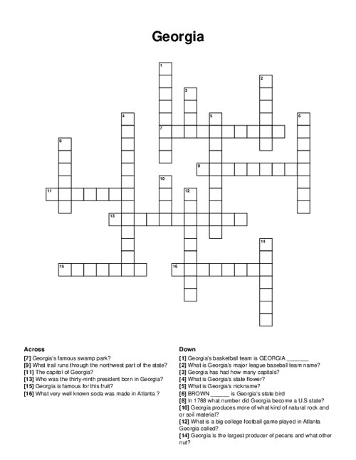 Georgia Crossword Puzzle
