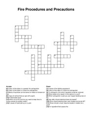 Fire Procedures and Precautions crossword puzzle