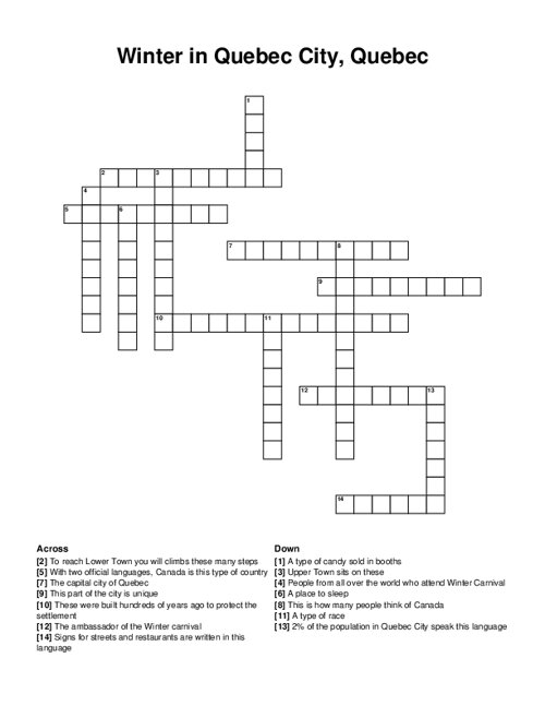 Peru Crossword Puzzle