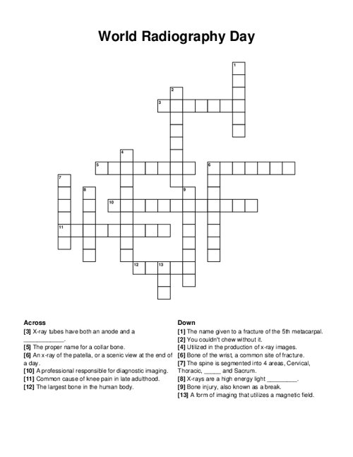 World Radiography Day Crossword Puzzle