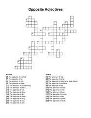 Opposite Adjectives crossword puzzle