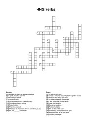 -ING Verbs crossword puzzle