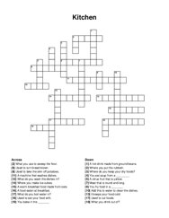 Kitchen crossword puzzle