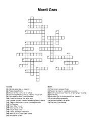 Mardi Gras crossword puzzle