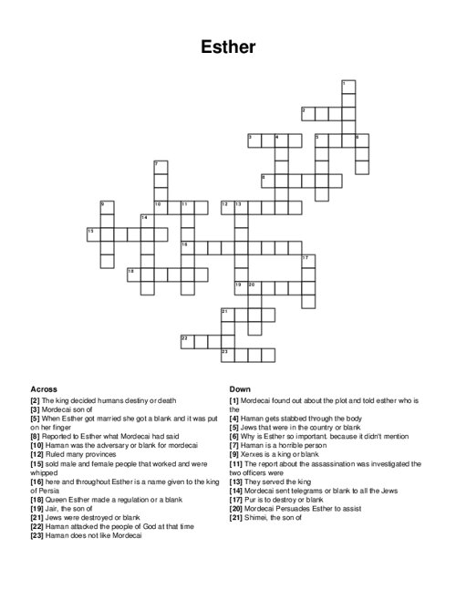 Esther Crossword Puzzle