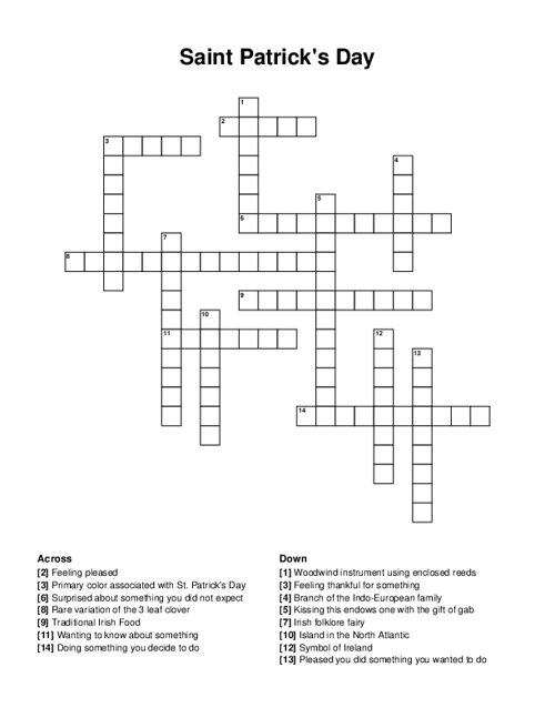 Saint Patricks Day Crossword Puzzle