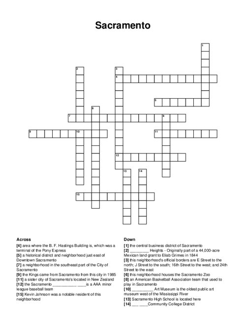Sacramento Crossword Puzzle