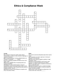 Ethics & Compliance Week crossword puzzle