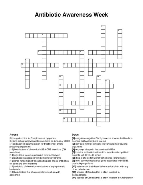 Antibiotic Awareness Week Crossword Puzzle