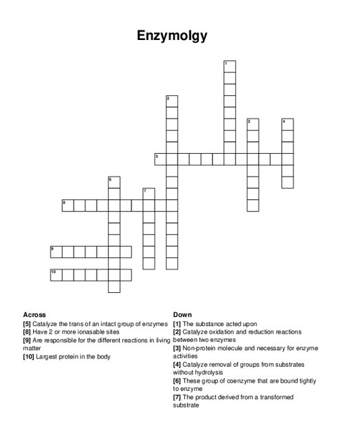 Enzymolgy Crossword Puzzle