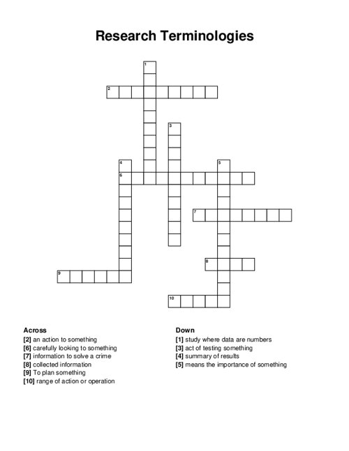 Research Terminologies Crossword Puzzle