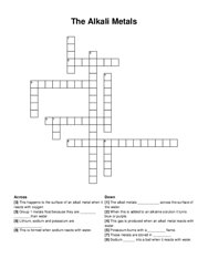 The Alkali Metals crossword puzzle