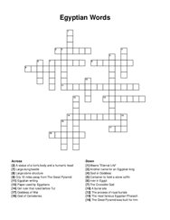 Egyptian Words crossword puzzle